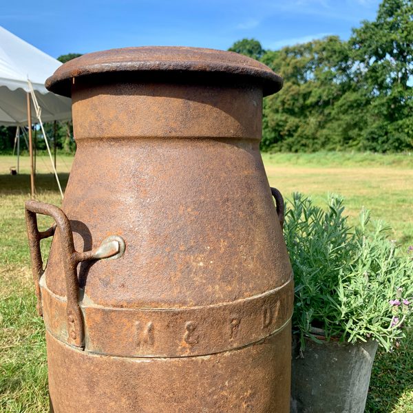 Vintage milk churn for hire from Jaques & Co