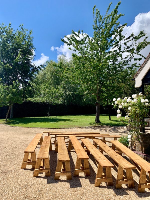 Rustic seating and benches to hire