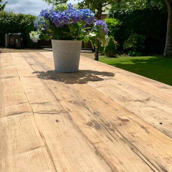 Reclaimed wood trestle tables for wedding and event hire